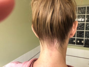 reviewer's after pic of ponytail that looks sleek