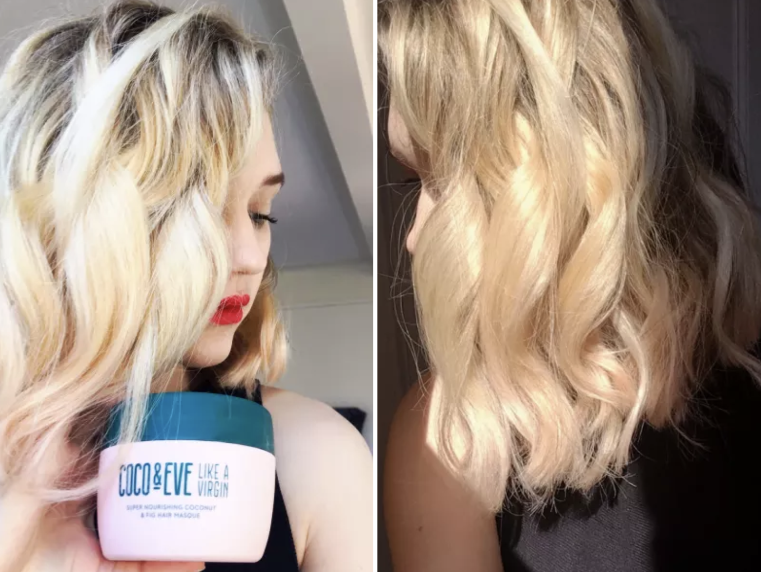 BuzzFeed Shopping editor&#x27;s wavy blond hair after using the hair mask 