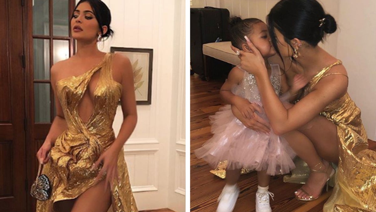 Kylie Jenner Wears Gold Dress To Justin Bieber And Hailey Baldwin Wedding