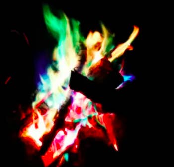 Rainbow colored campfire 
