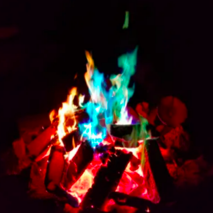 A different review image showing the same rainbow-effect results on their own campfire 
