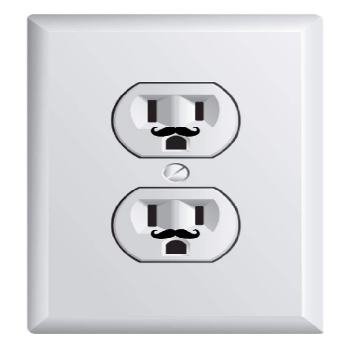 Teeny mustaches on outlets 