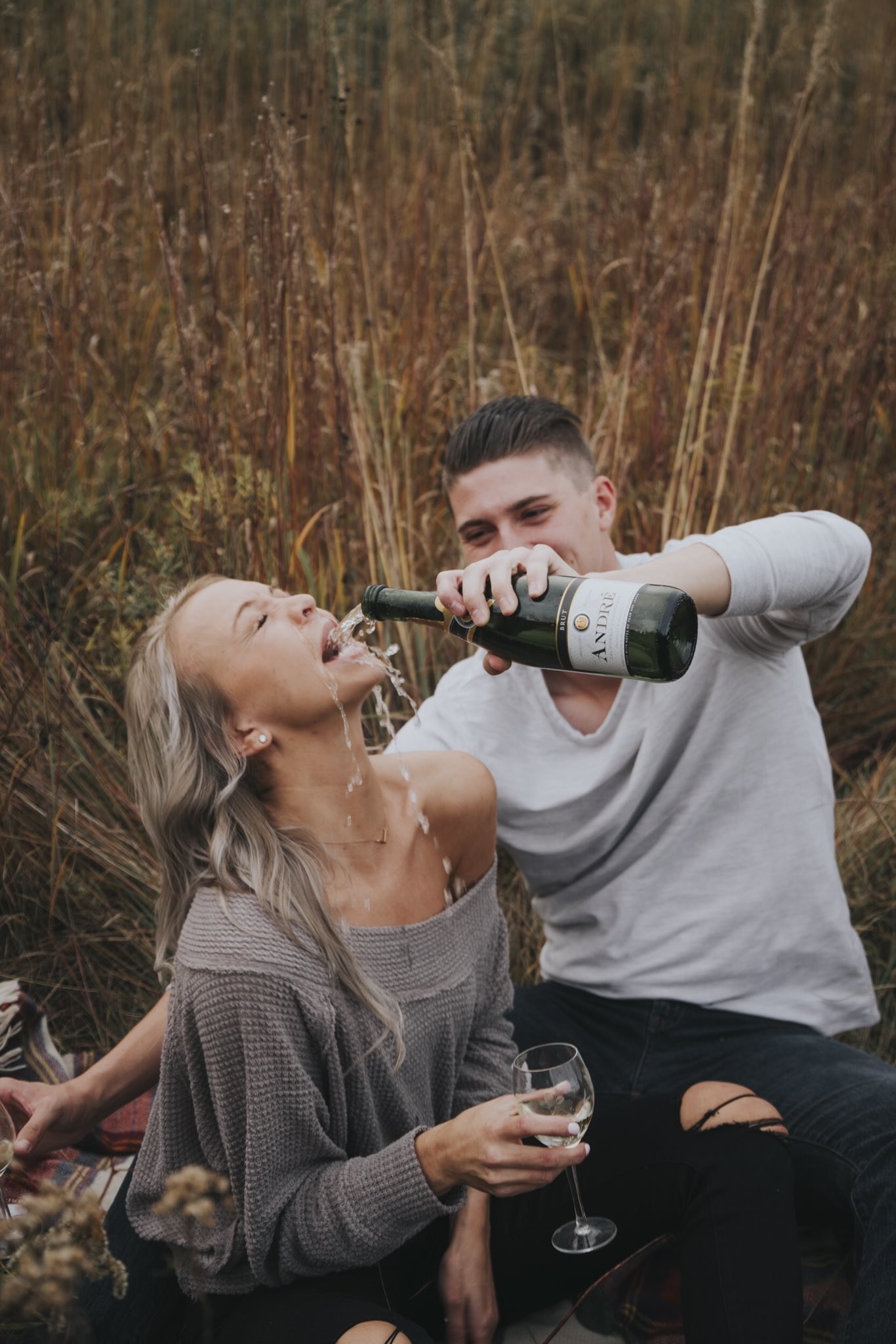 Champagne Engagement Photo Fail Goes Viral
