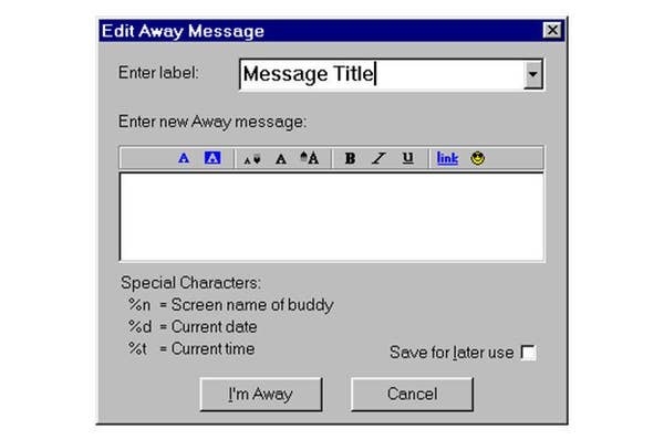 best old aim away messages