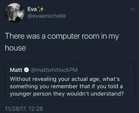 tweet about having to go to a computer room