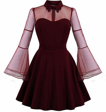 the dress in burgundy