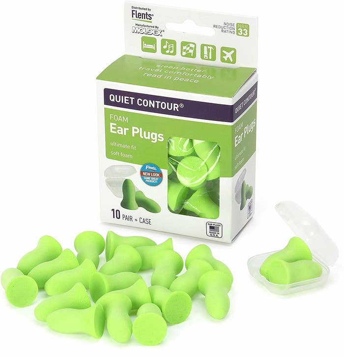 A photo of the earplugs, which come with a small carrying case