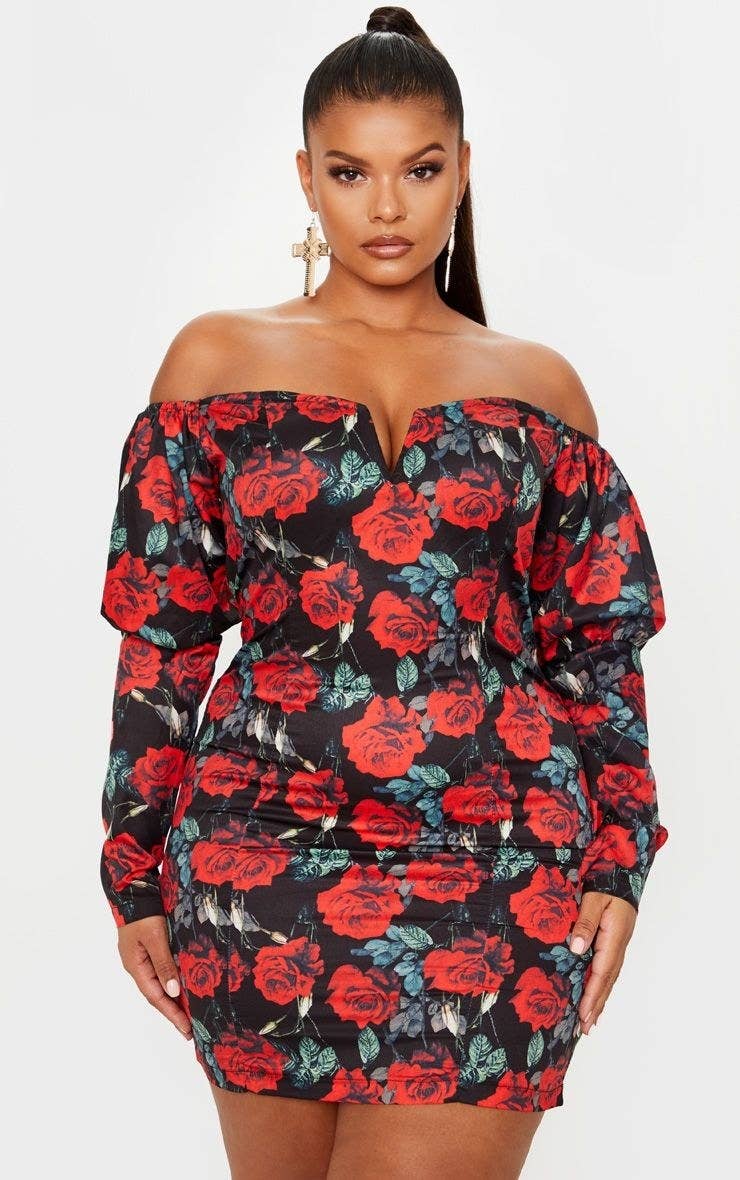 Shein Curve Plus size One side Red and Mustard/Yellow Party Event dress,  Women's Fashion, Dresses & Sets, Dresses on Carousell