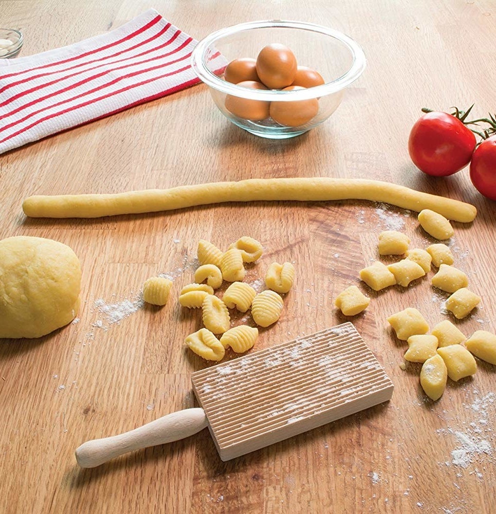 The gnocchi board surrounded by pasta