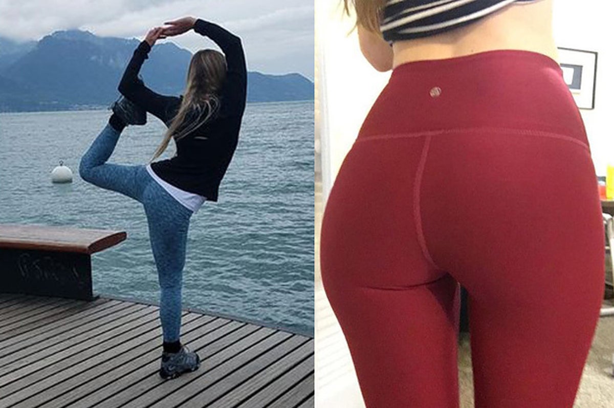 Women's Yoga Leggings Tummy Control Butt Lift High Waist Yoga Fitness Gym  Workout Cropped Leggings Bottoms Color Block White Red Sports Activewear  Hig