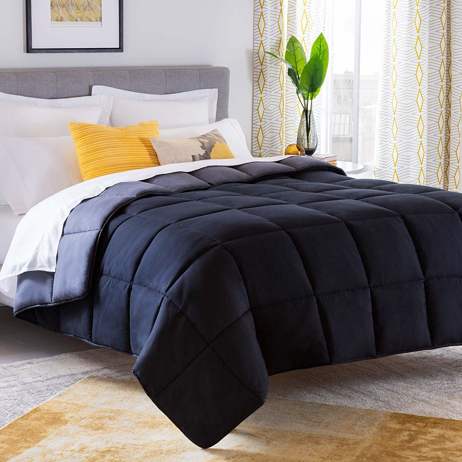 the quilted comforter in blue