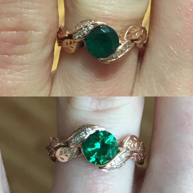 Reviewer before and after image of a dulled ring made shiny again
