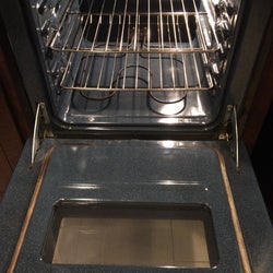 The same oven looking shiny and new after using the oven cleaner