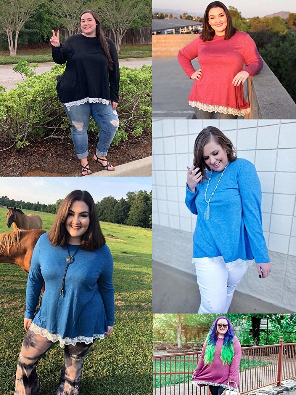 reviewers wear the long sleeve top with lace bottom 