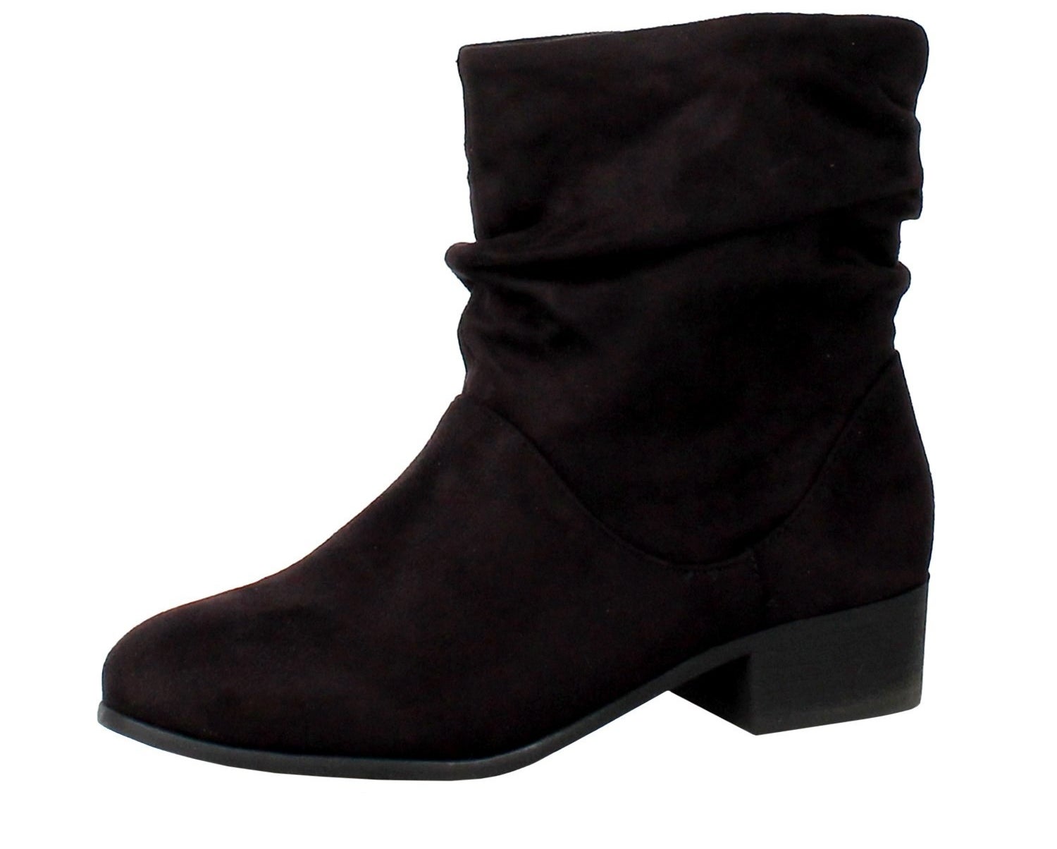 black slouchy booties with a small heel