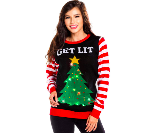 534 Happy Fesitvus Ugly Christmas Sweater Crew Sweatshirt tv show funny party 