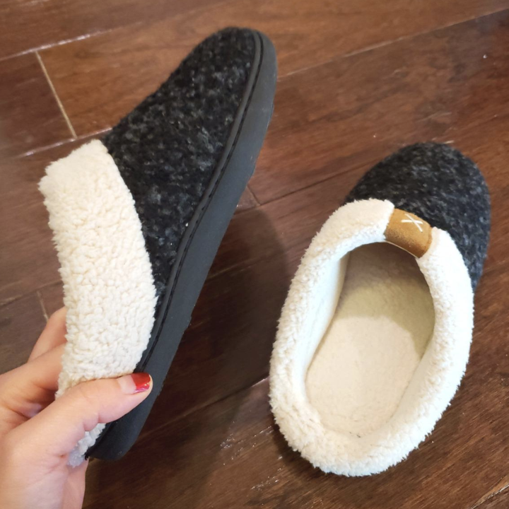 closeup of the inside of the slippers