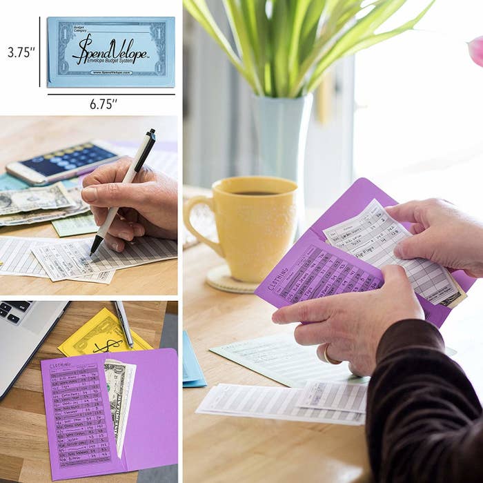 Model filling budgeting envelopes with cash and receipts  