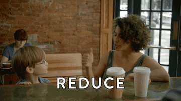 A GIF of a person saying reduce reuse recycle Rihanna