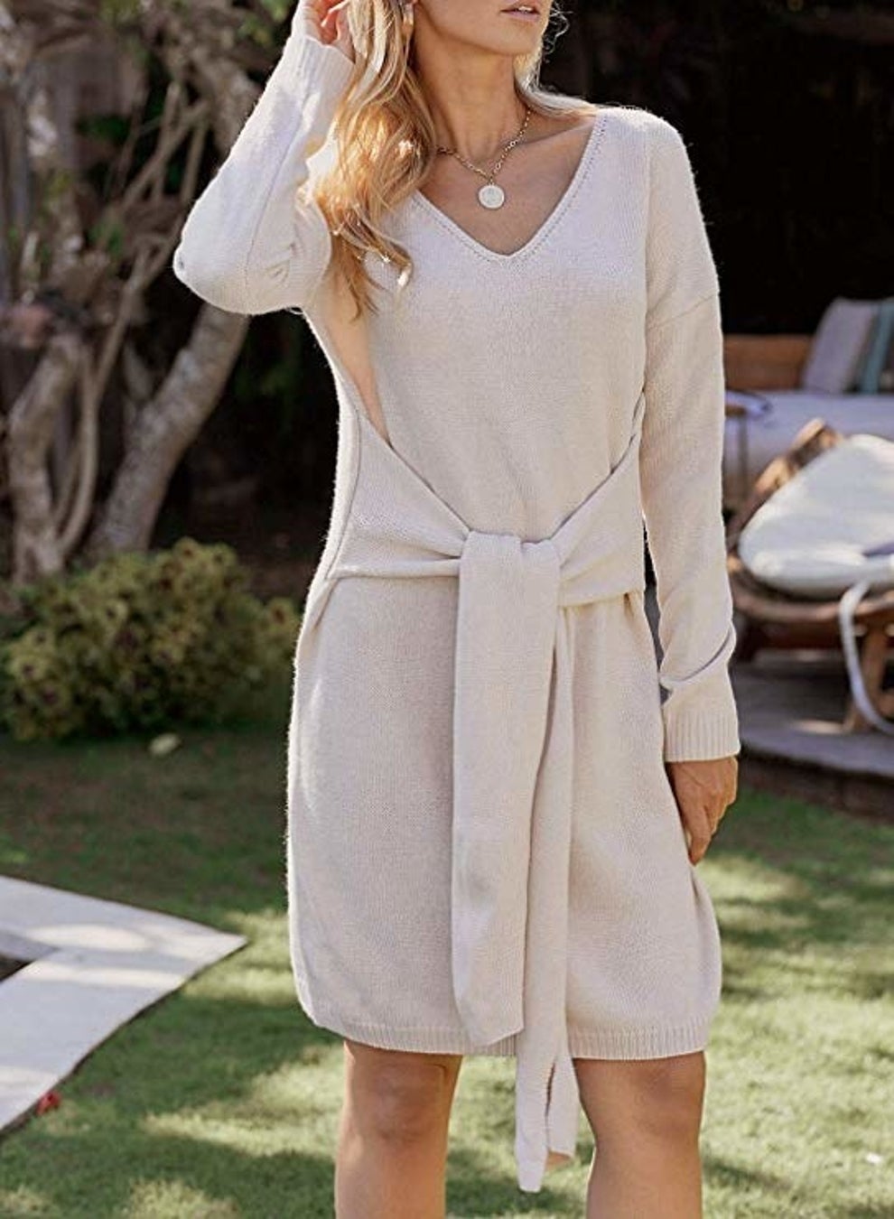 white short dress Ives Front Tie Mini Dress M