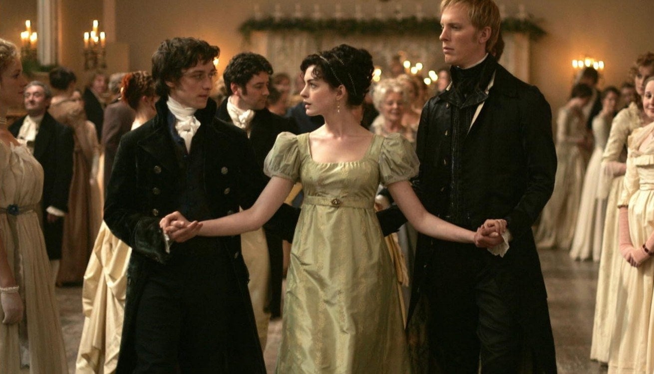 James McAvoy and Laurence Fox dance with Anne Hathaway