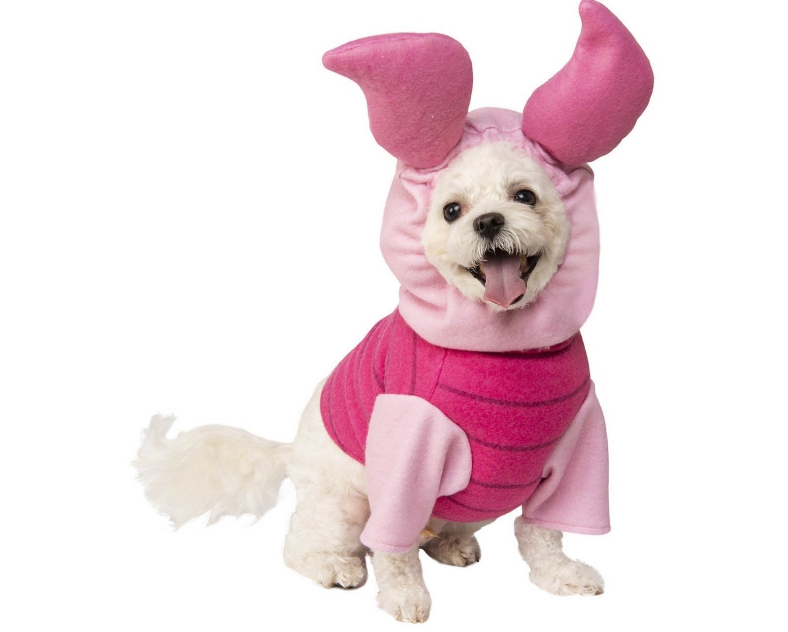 dog wearing Piglet pet costume