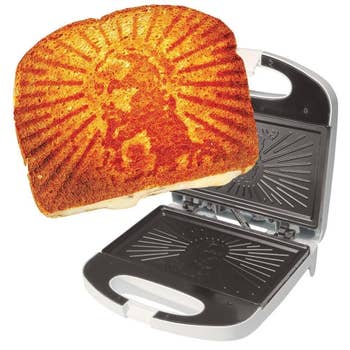 sandwich press and toast with jesus on it 