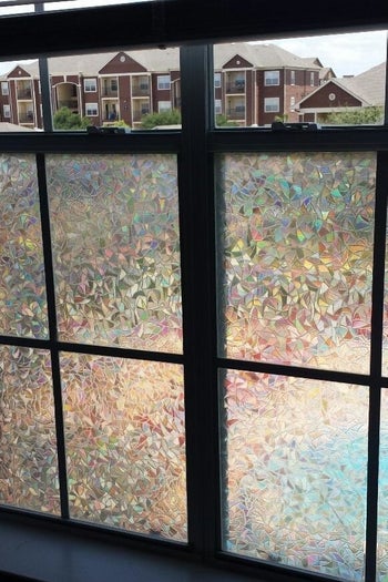 reviewer's decorative film on their window 