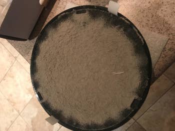 Reviewer photo of the air purifier's filter showing how much dust and debris it's caught