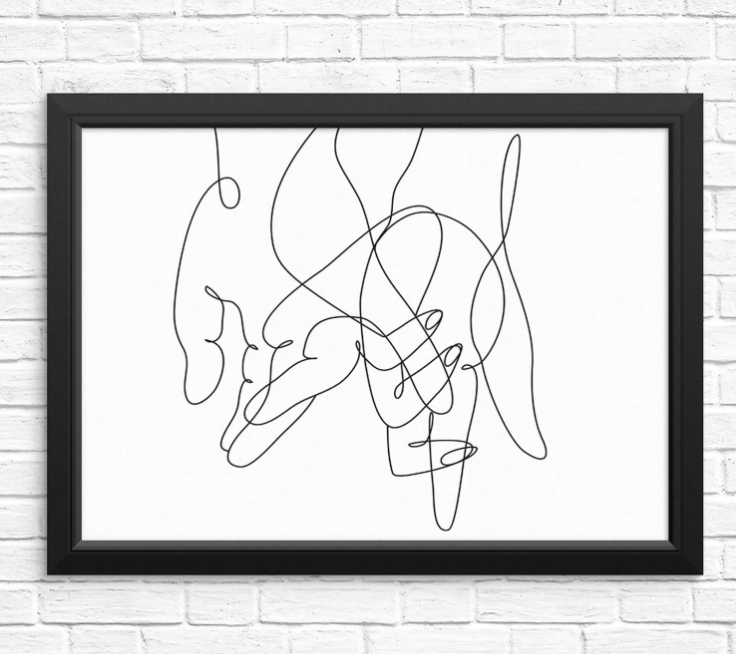 One line drawing of two hands locking pinky fingers 