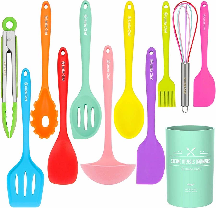 Smirly Silicone Kitchen Utensils Set with Holder: Silicone Cooking Utensils  Set for Nonstick Cookwar…See more Smirly Silicone Kitchen Utensils Set