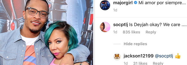 T.I.s Wife Responded To A Comment Asking How His Daughter Is After The Hymen Controversy With Eye-Rolling Emojis