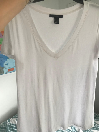 The same shirt, much less wrinkly, after using the spray