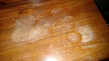 cloudy water stained wood table 