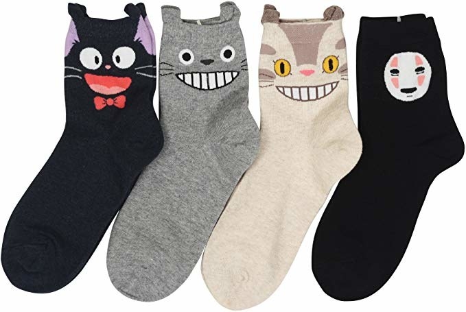 a set of studio ghibli themed socks 