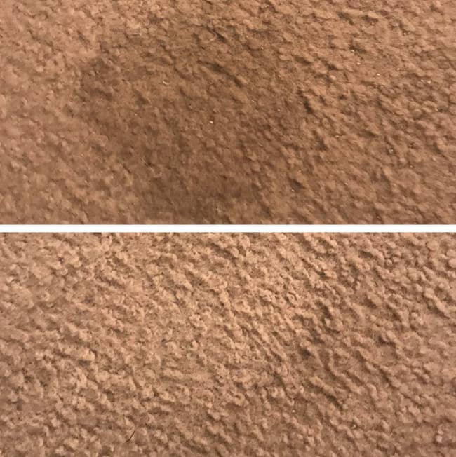 Reviewer before-and-after photo of using stain remover pads