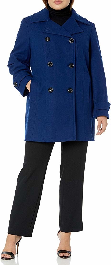 audrey classic double breasted trench coat with detachable flannel liner & hood