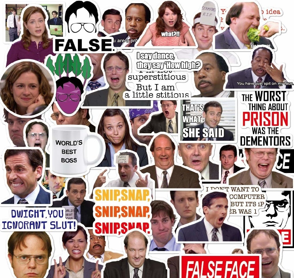 stickers with various office characters and jokes