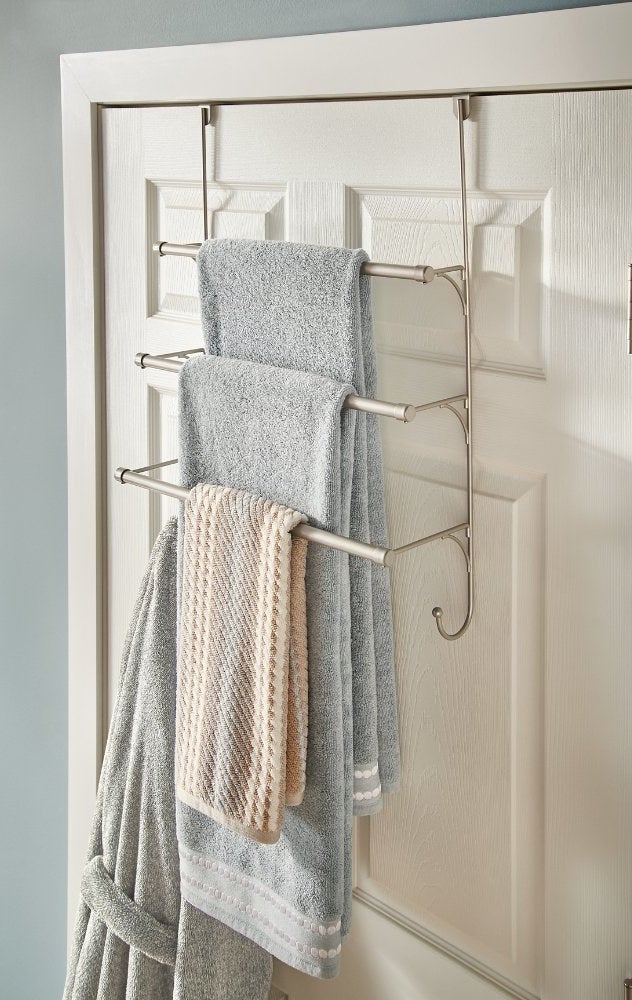 Three-tiered over-the-door towel rack 
