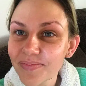 reviewer after, with glowing skin 