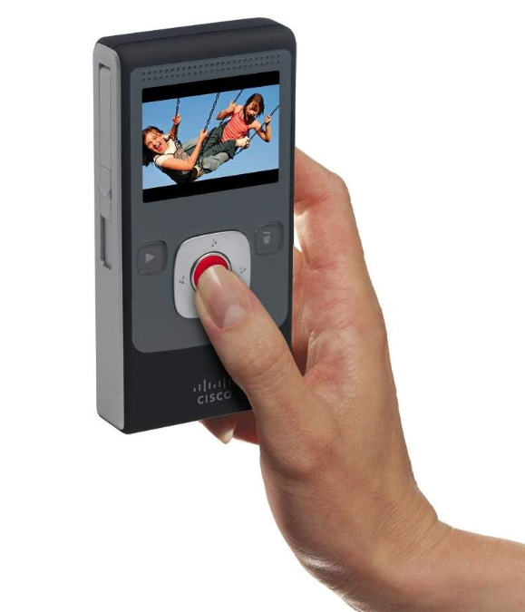 a person holding a flip video