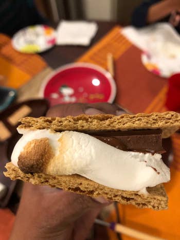 reviewer photo of a golden, toasted marshmallow on a s'more