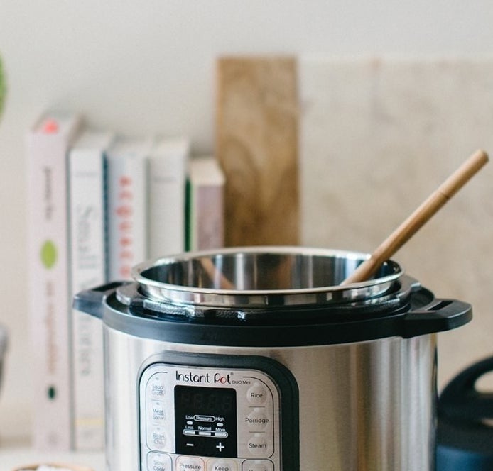 the silver and black Instant Pot