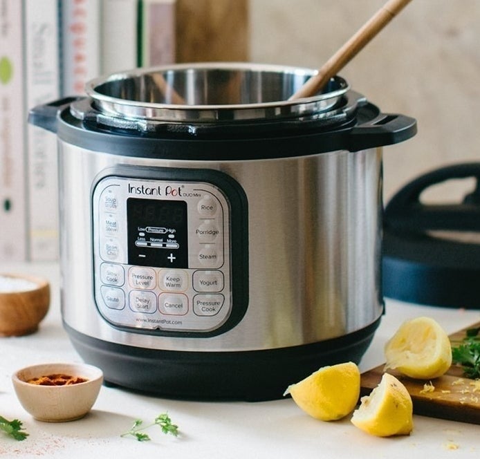 the silver and black Instant Pot