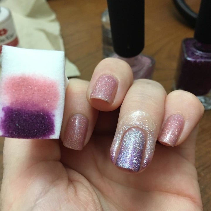 Amazon reviewer shows of a fresh manicure after using peel-off polish barrier