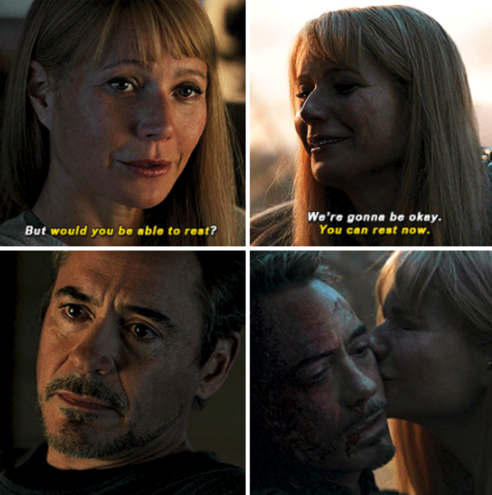 Pepper saying her final goodbye to Tony Stark