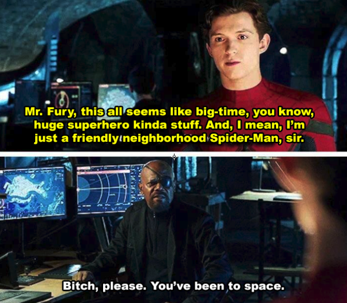 Peter Parker talking to Nick Fury in &quot;Spider-Man: Far From Home&quot;