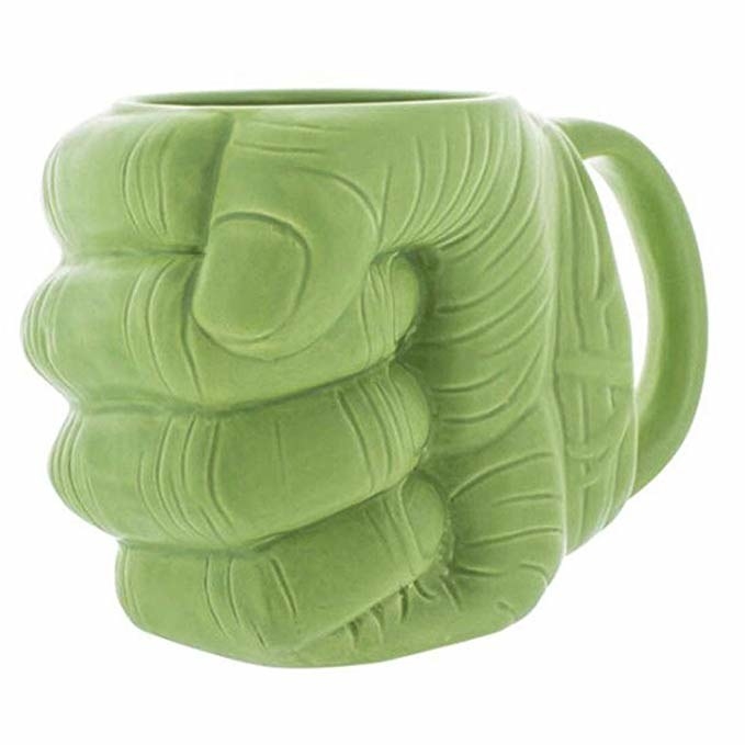 A mug shaped like Hulk&#x27;s fist