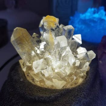 an illuminated clear crystal