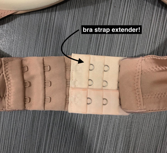 bra strap extender attached to reviewer&#x27;s bra